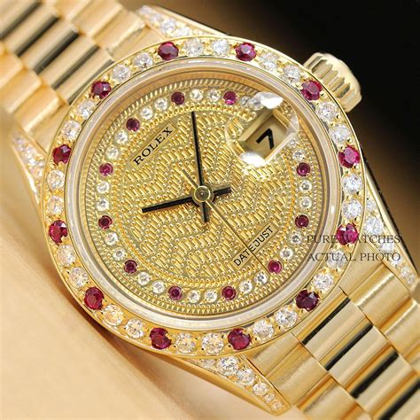 gold and ruby rolex custom|Rolex ruby sapphire bezel.